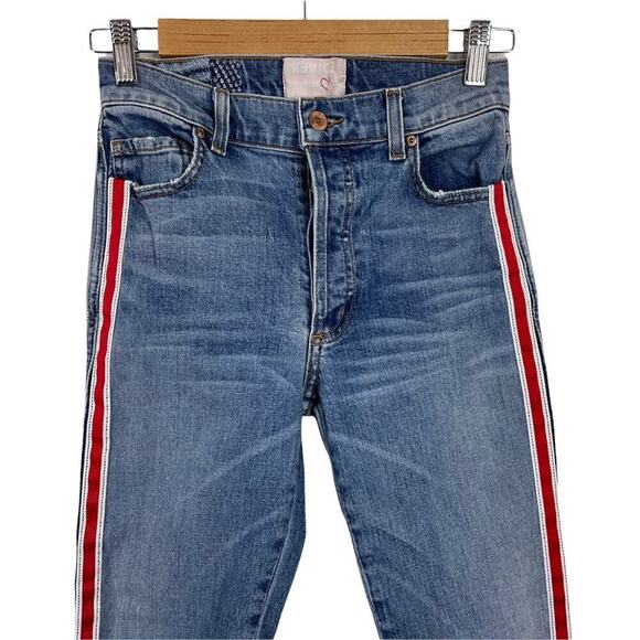 Revice | Ruby Tuesday Racer Stripe Raw Hem High Rise Jeans 26 - Picture 3 of 15
